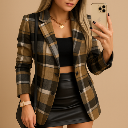 Elvira™ - Plaid Long Blazer