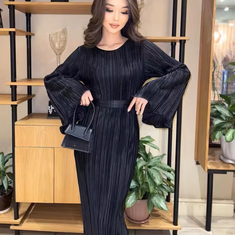 Elvi™ – Flared Sleeve Elegant Dress