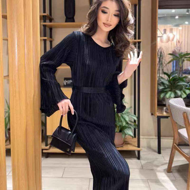 Elvi™ – Flared Sleeve Elegant Dress